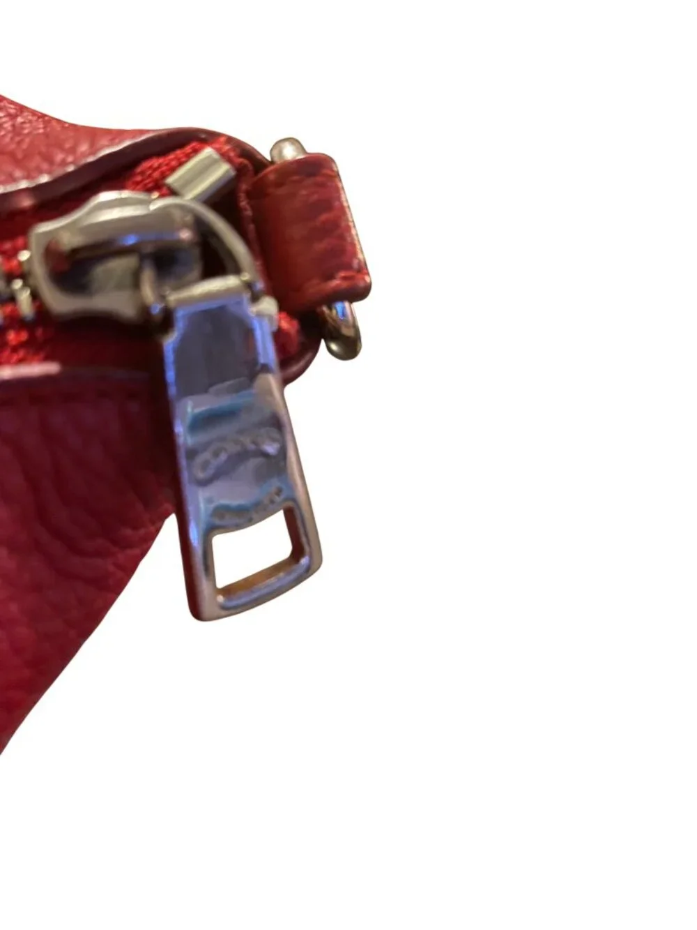 Coach Prairie Satchel Red Pebbled Leather Shoulder Bag Silver Hardware Zip Tote